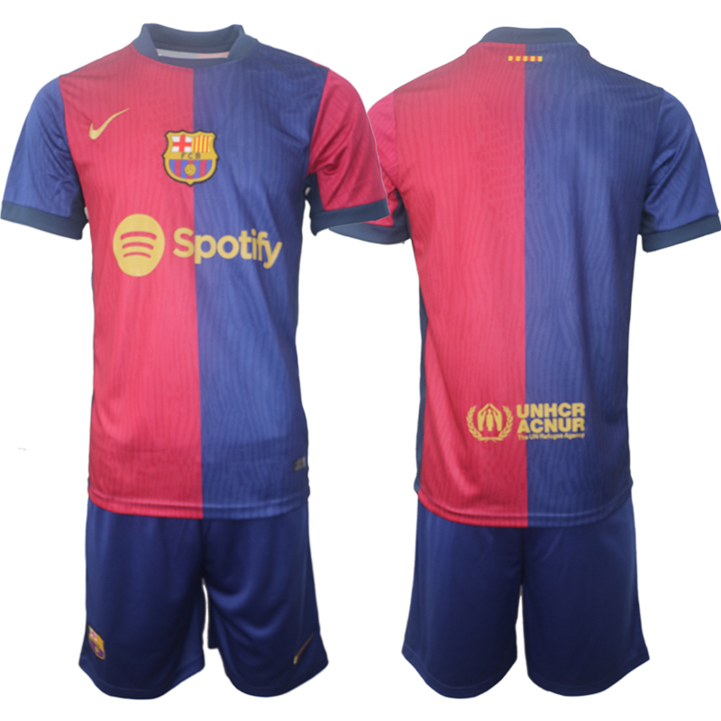 Men 2024-2025 Club Barcelona home Red blue blank Soccer Jersey->customized soccer jersey->Custom Jersey